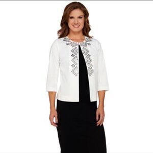 NWT Joan Rivers Geometric Embellished Jacket w/ 3/4 Sleeves | Size 10